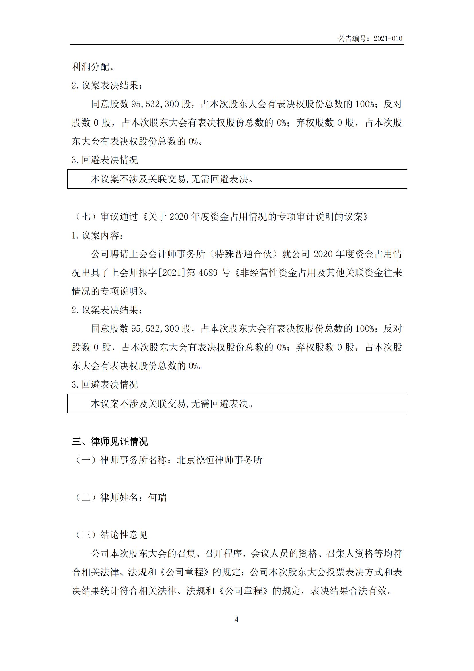 萬(wàn)綠生態(tài):2020年年度股東大會(huì)決議公告
